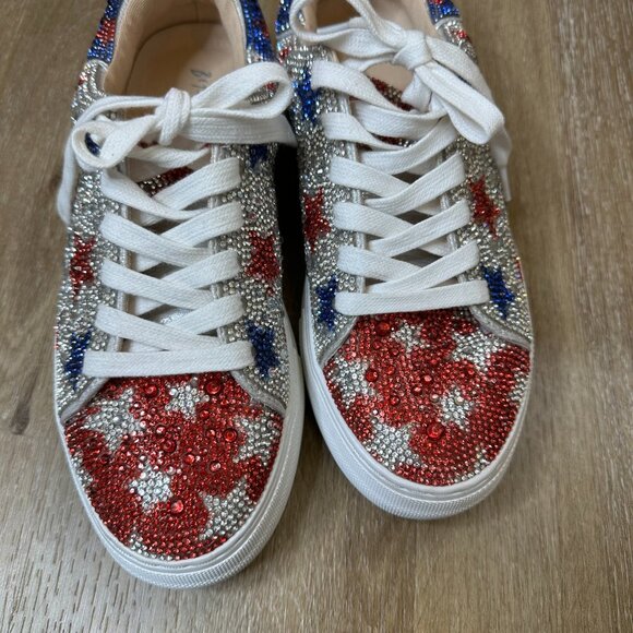 Betsy Johnson Sidny Sneaker Rhinestone Stars American 7.5 M - Picture 2 of 6